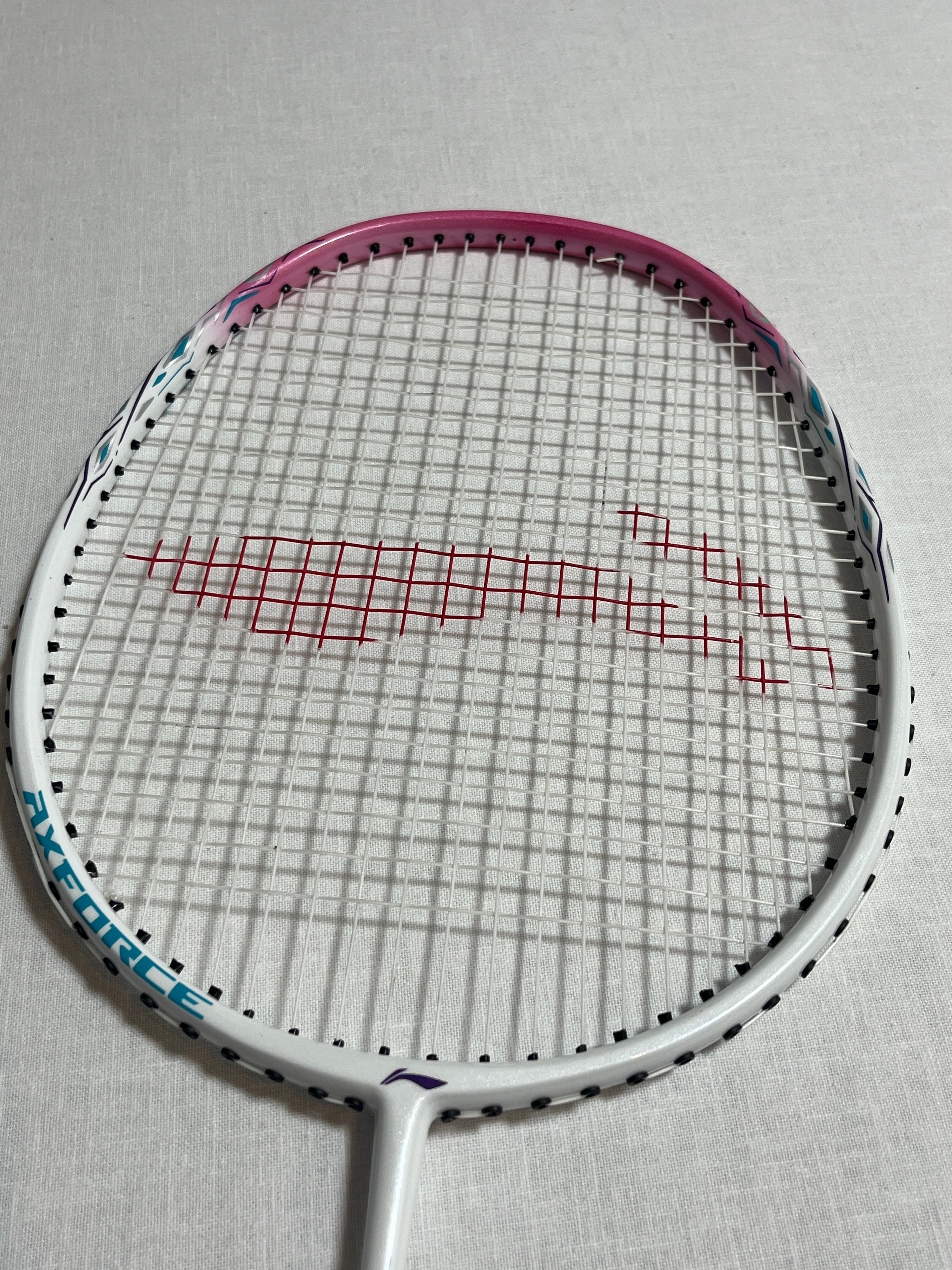 Li-Ning used AXFORCE 9 badminton racket strung 22lbs