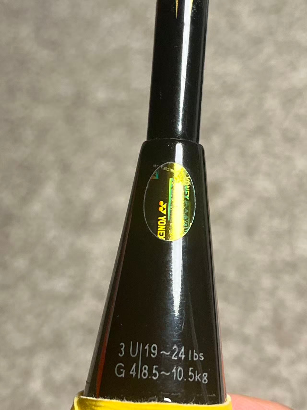 Yonex used Astrox 9900 badminton racket strung 3U 26lbs