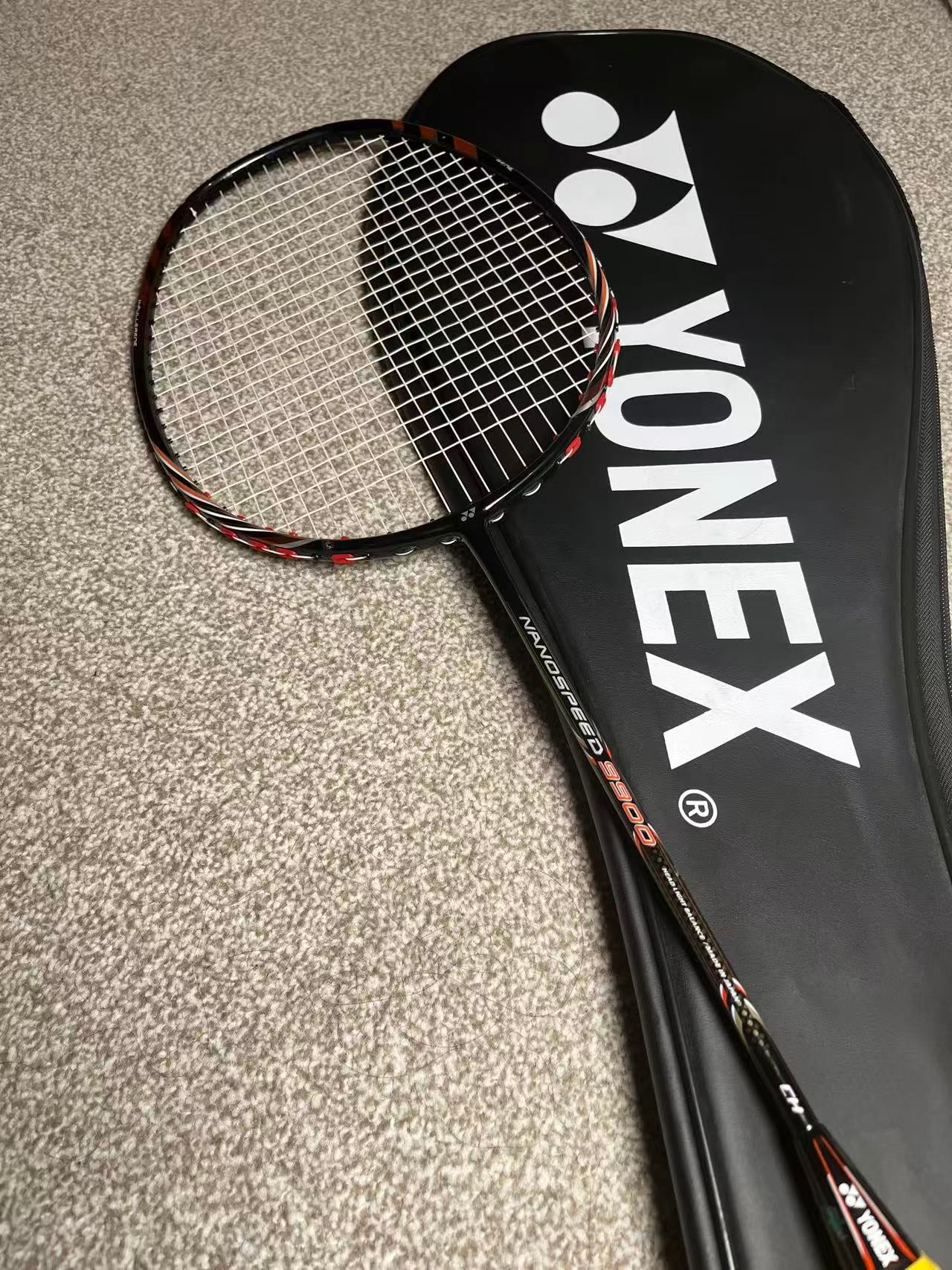 Yonex used Astrox 9900 badminton racket strung 3U 26lbs