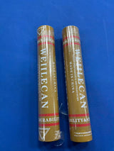 Two buckets of duck feather shuttlecocks