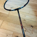 Yonex used Voltric 70 badminton racket strung 26lbs