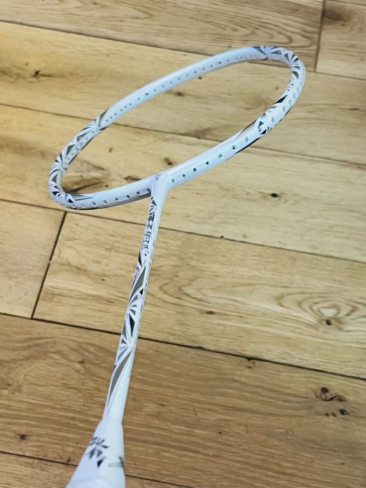 DIXING brand new white carbon fiber badminton racket free strung 24 lbs one time