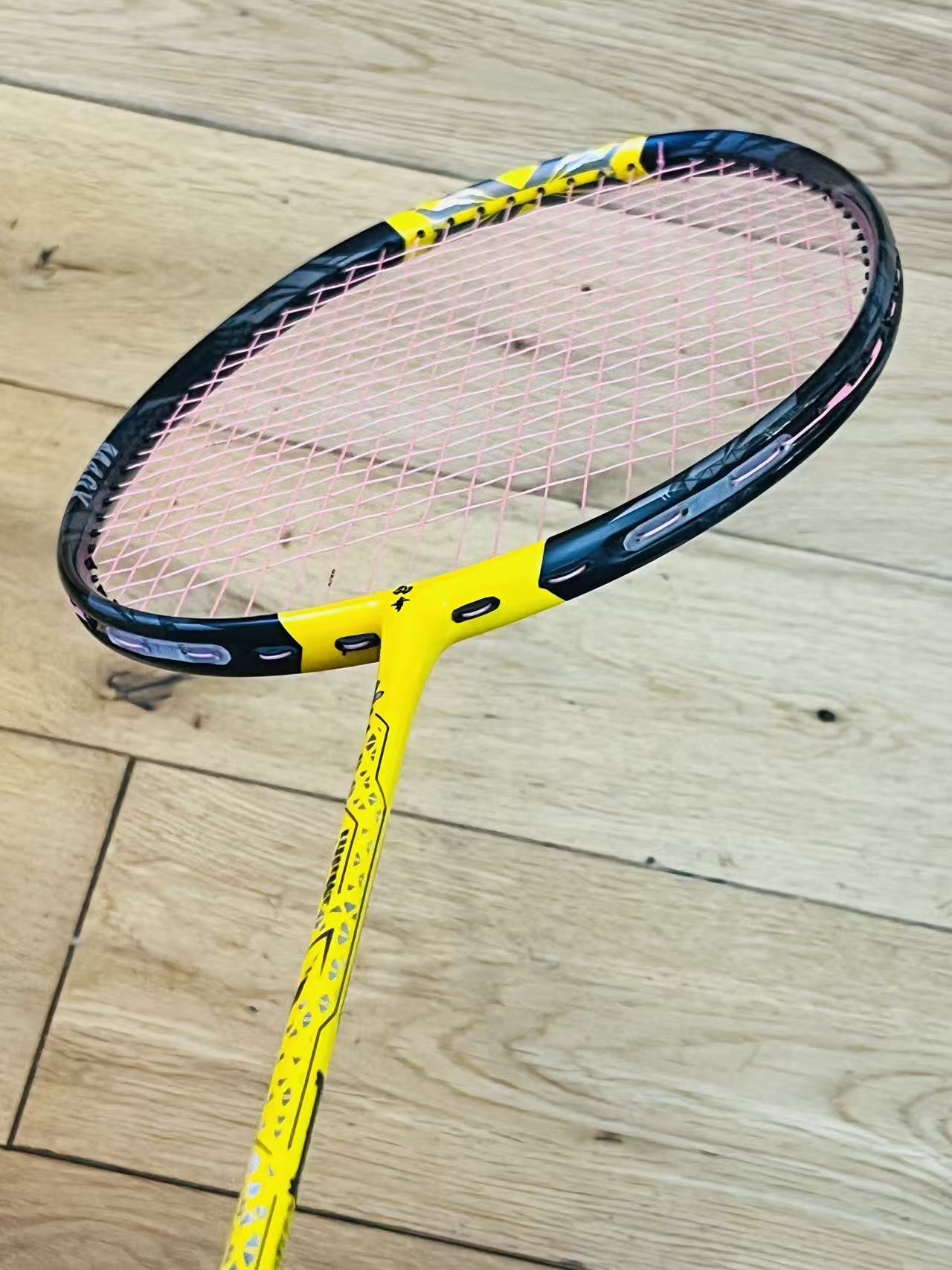 DIXING brand new yellow carbon fiber badminton racket strung 24 lbs