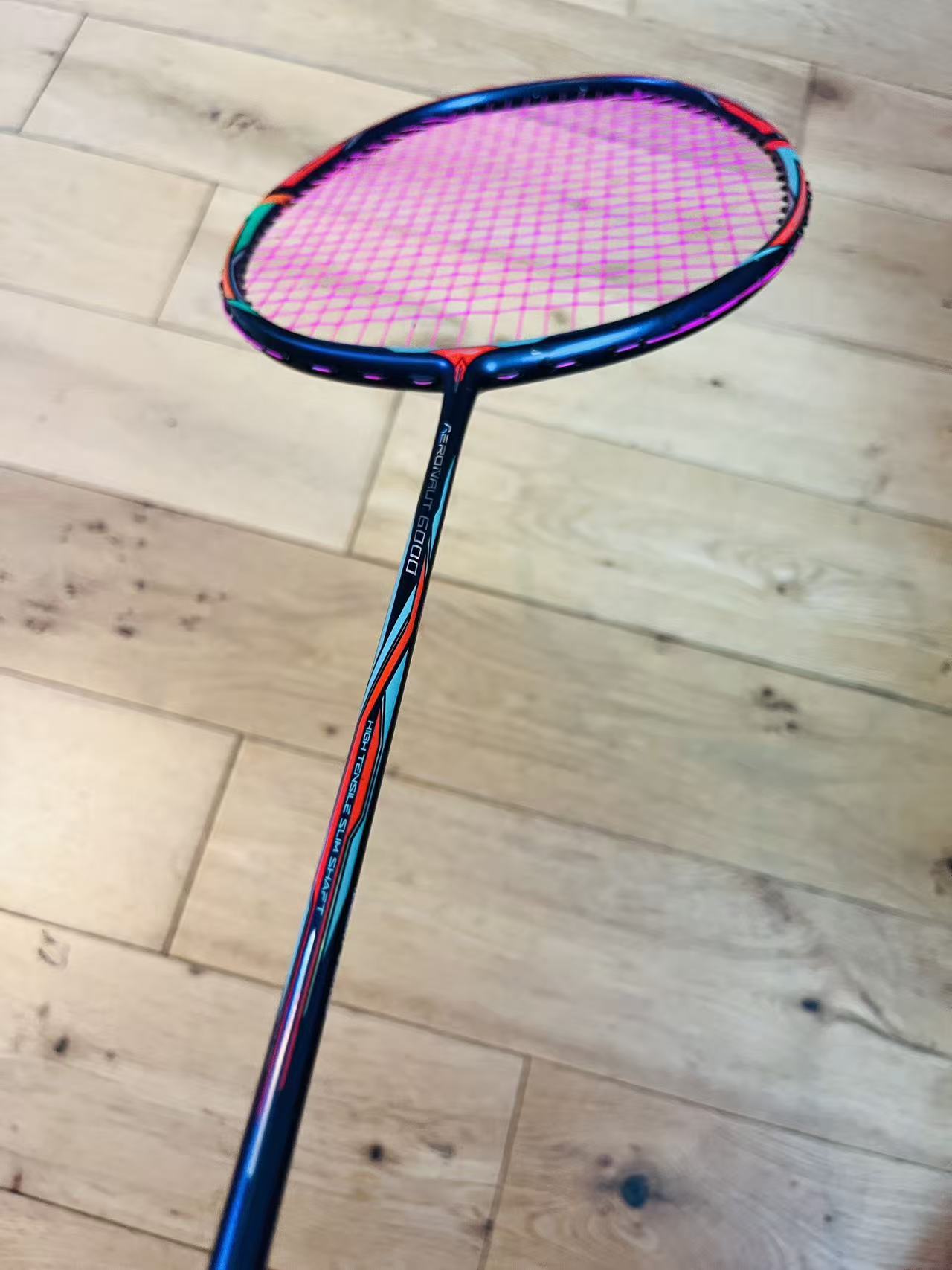 Li-Ning used AERONAUT 6000  badminton racket strung 26lbs(MAX 30LBS)