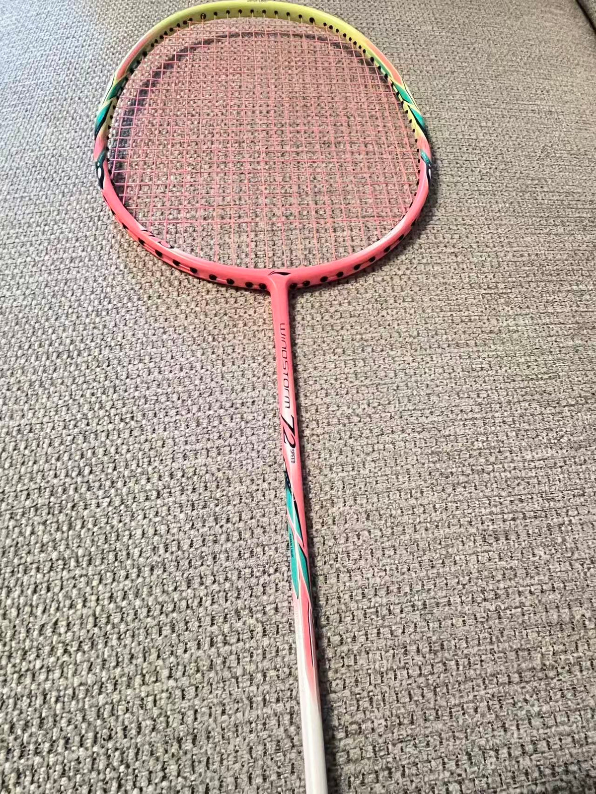 Li-Ning used Windstorm 72Speed  head light 6U badminton racket  strung 25lbs
