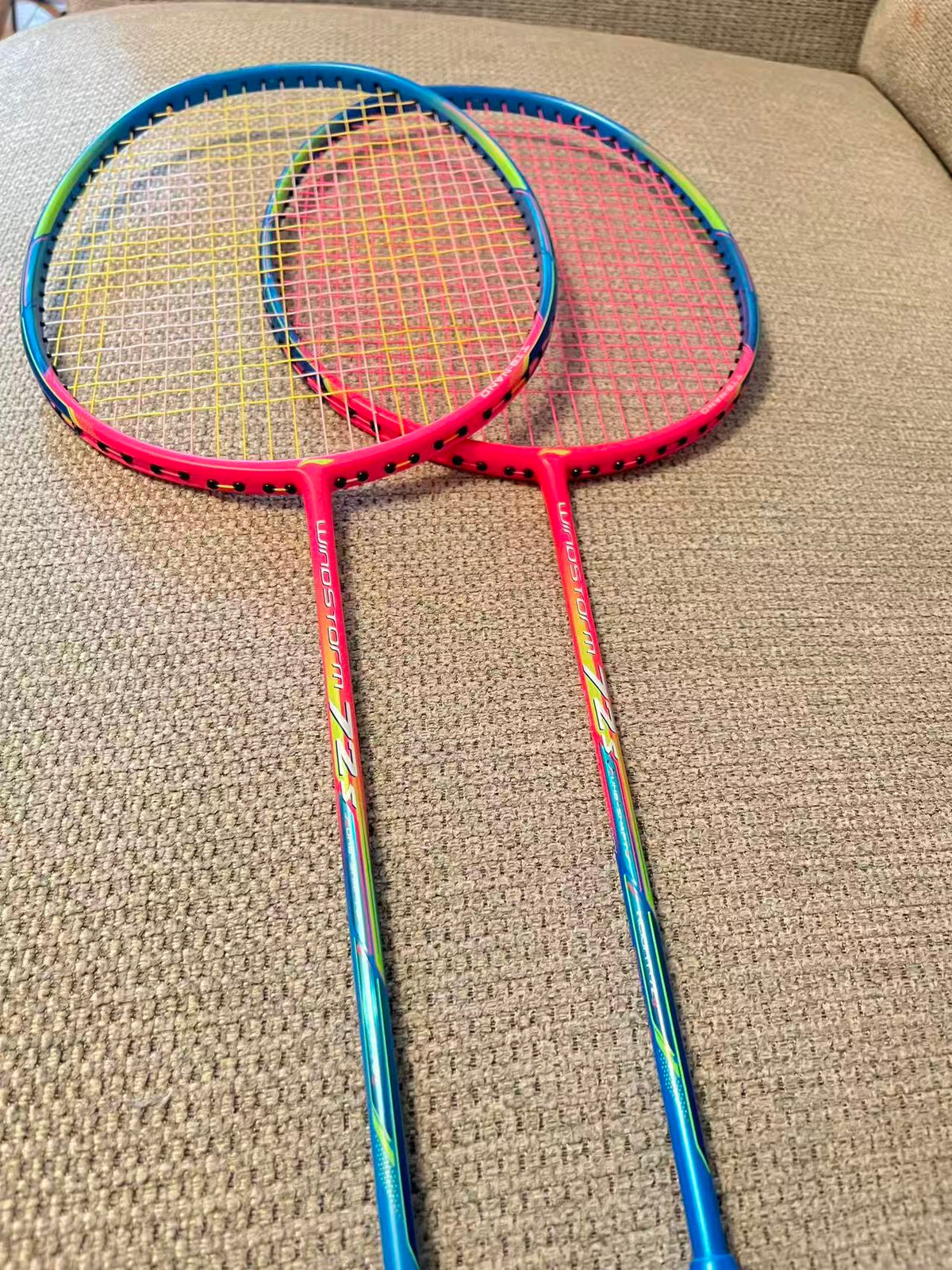 Li-Ning used Windstorm 72S  super-light 6U badminton two-racket unit strung 25lbs