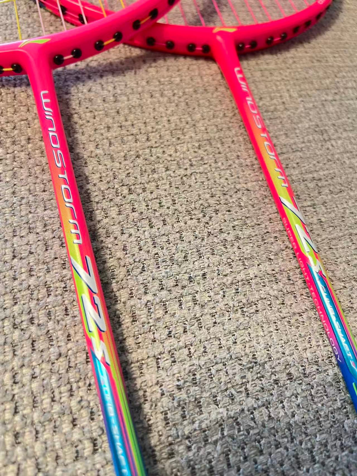 Li-Ning used Windstorm 72S  super-light 6U badminton two-racket unit strung 25lbs