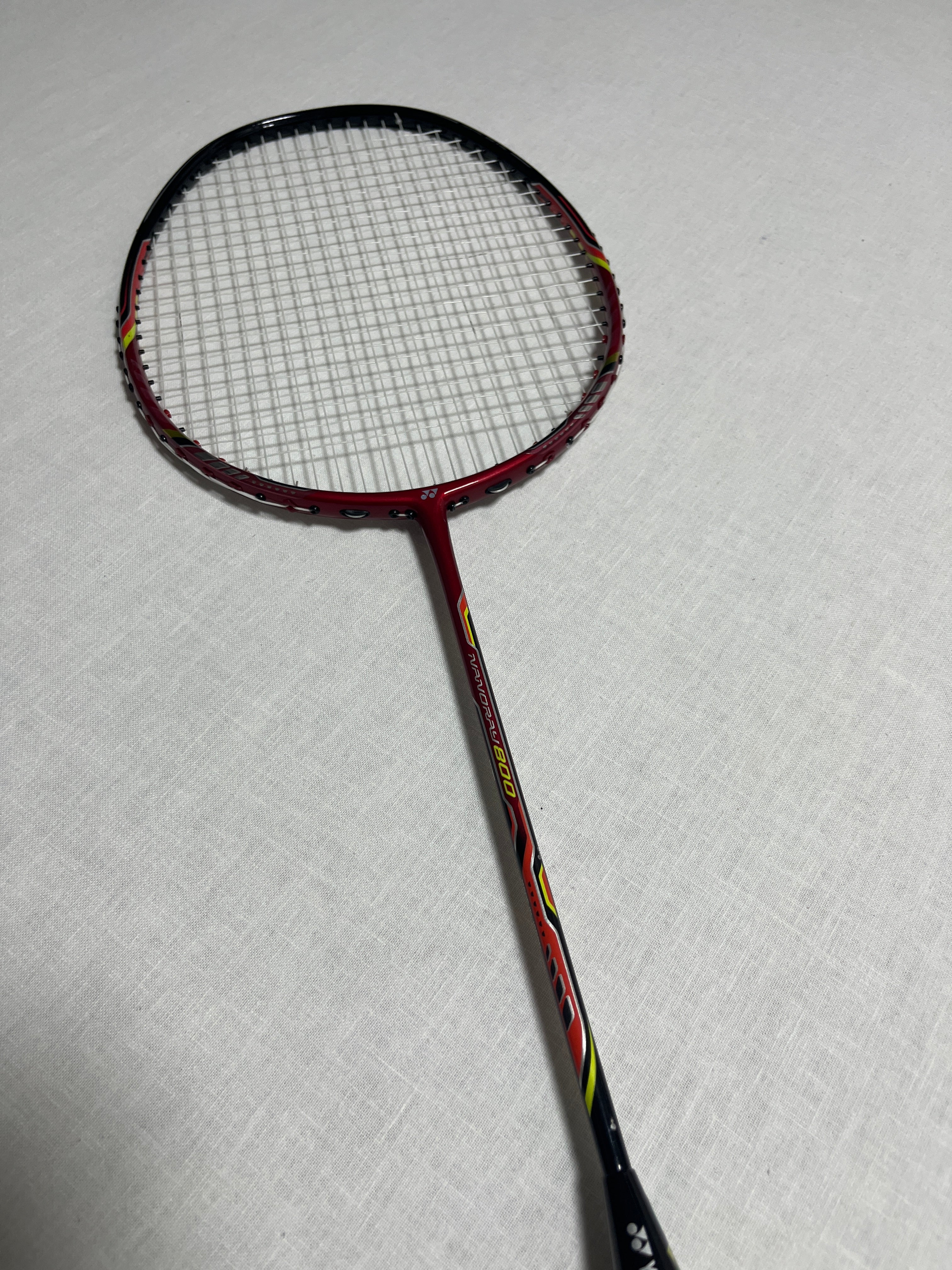 Used Yonex NanoRay 800 badminton racket Red color 4U strung 26lbs