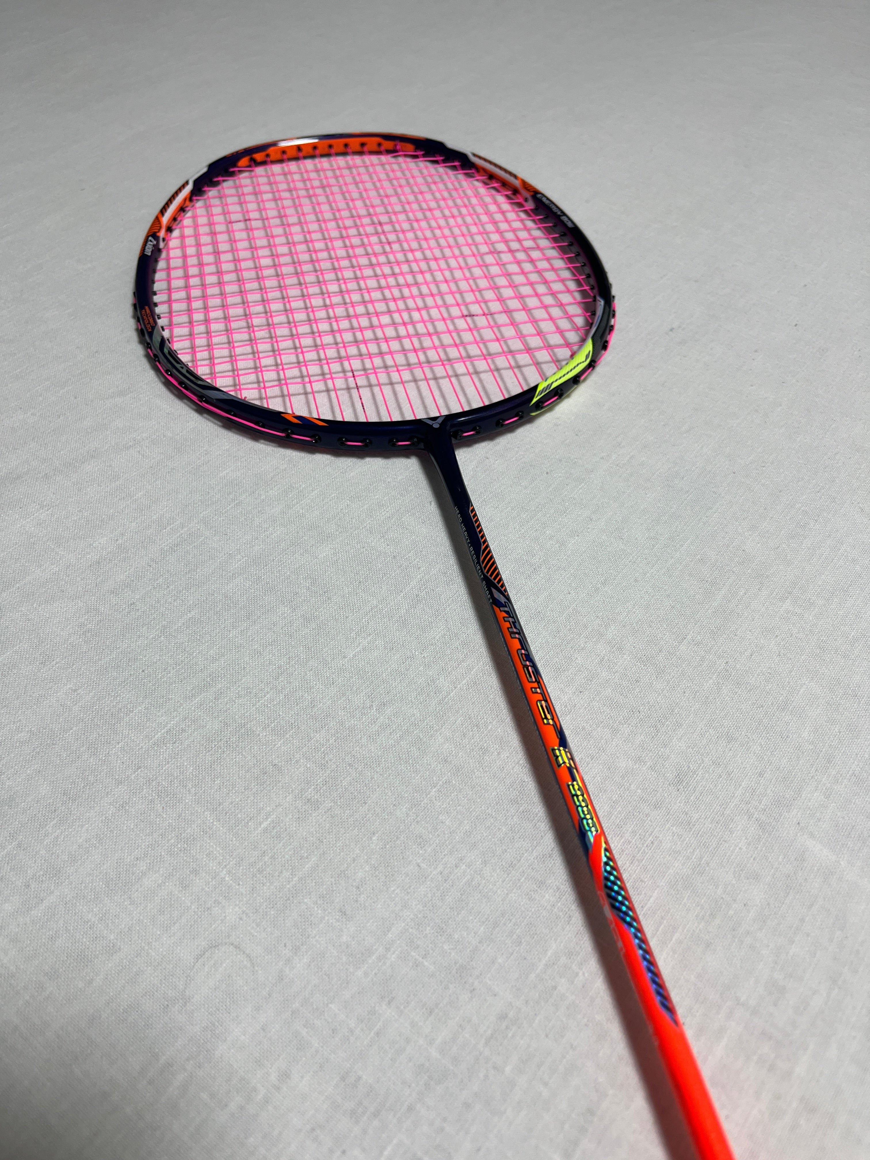 VICTOR THRUSTER K9900 used badminton racket 4UG5 strung 26lbs(max 33lbs)