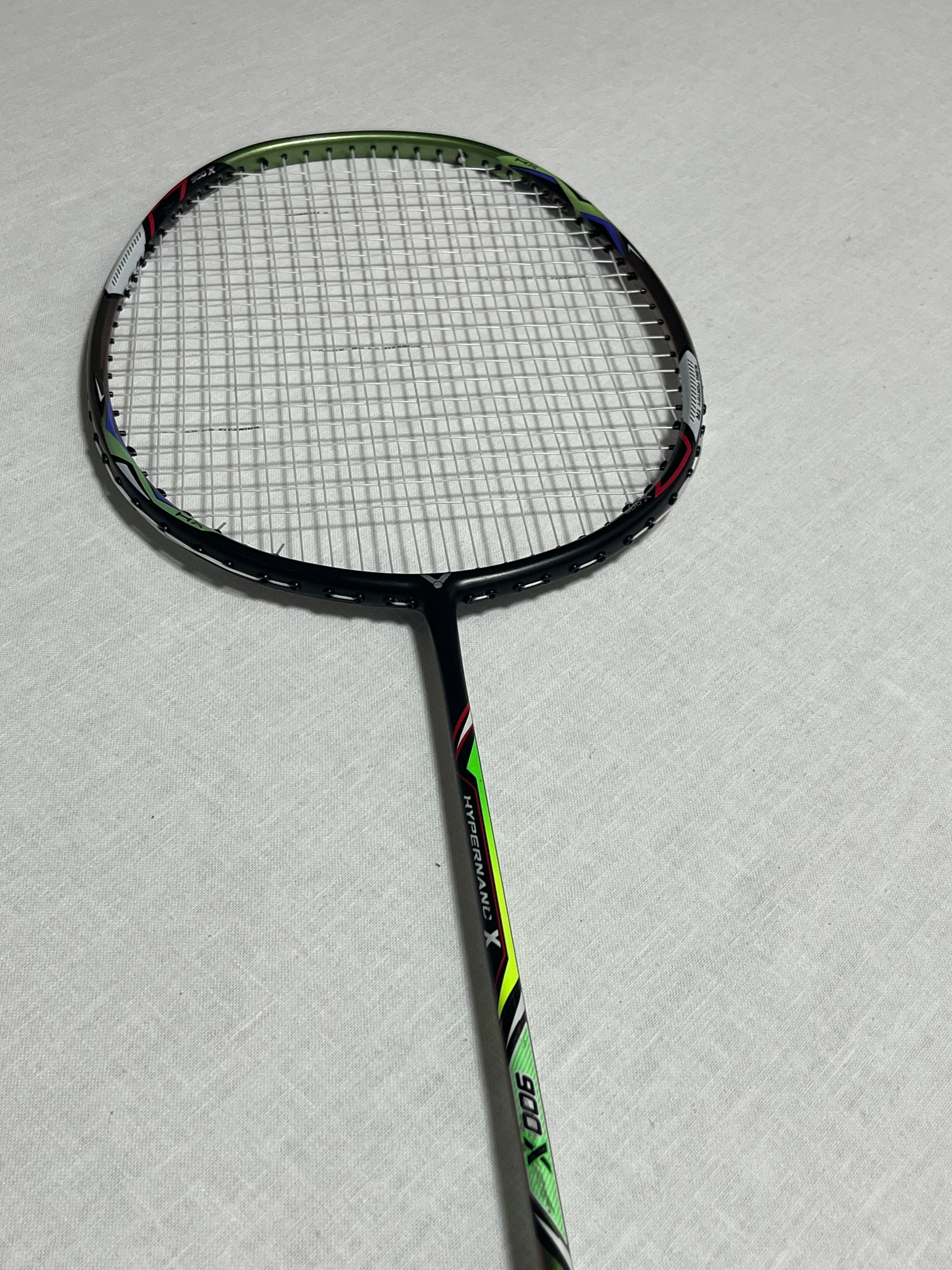 Victor used  Hypernano-X 900X badminton racket 4U strung 26lbs