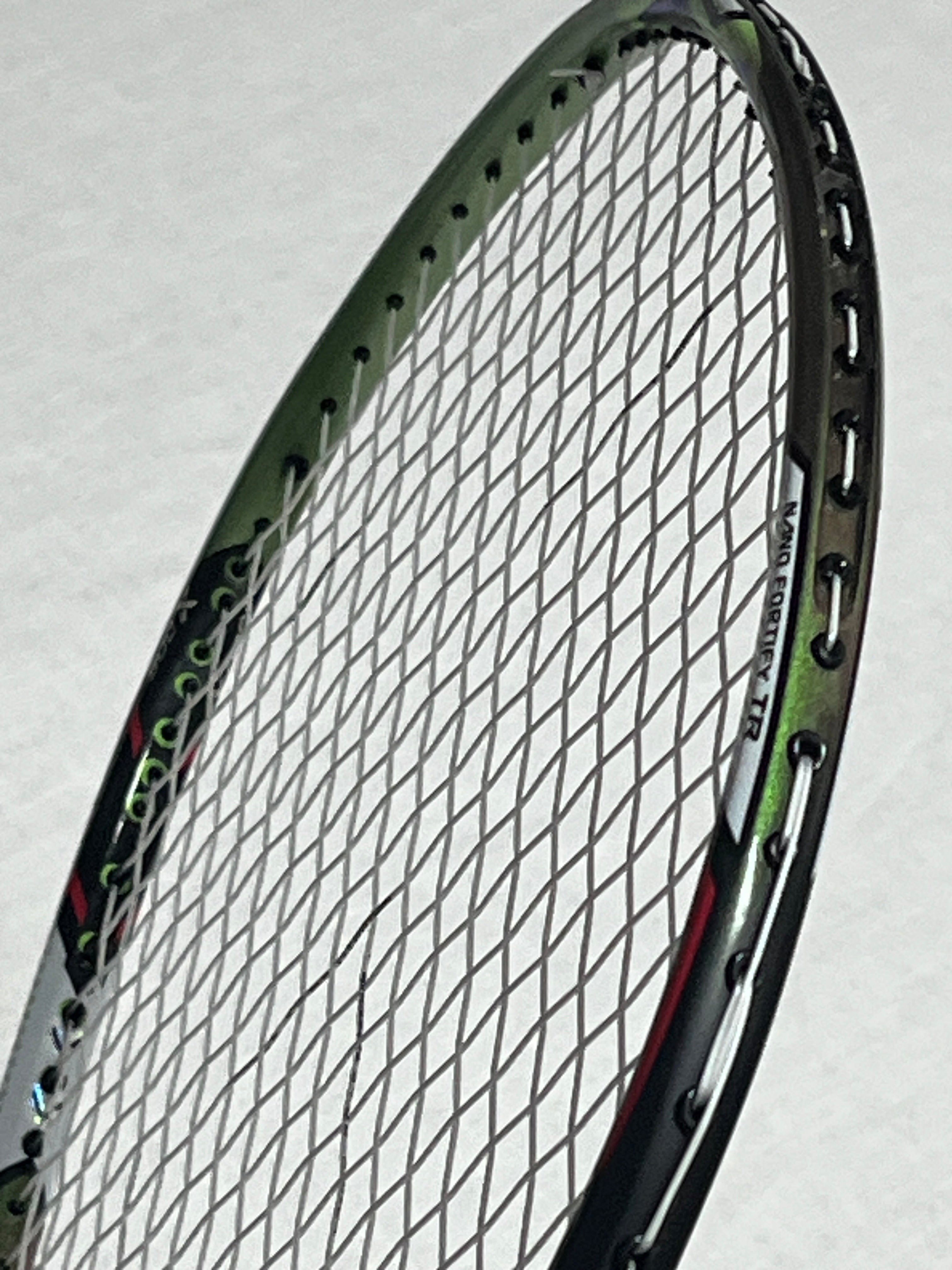 Victor used  Hypernano-X 900X badminton racket 4U strung 26lbs