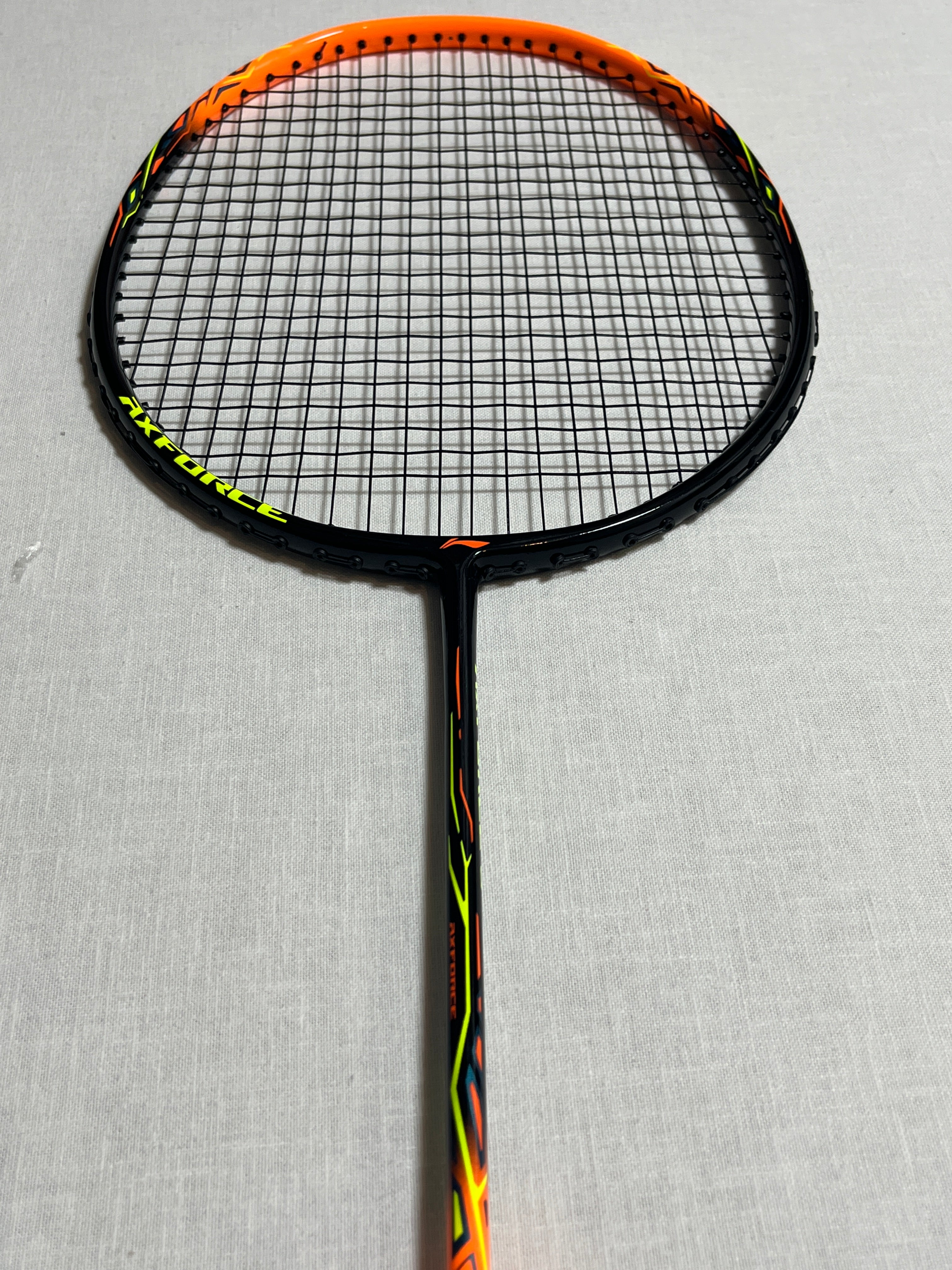 Li-Ning used AXFORCE 9 orange color badminton racket strung 24lbs