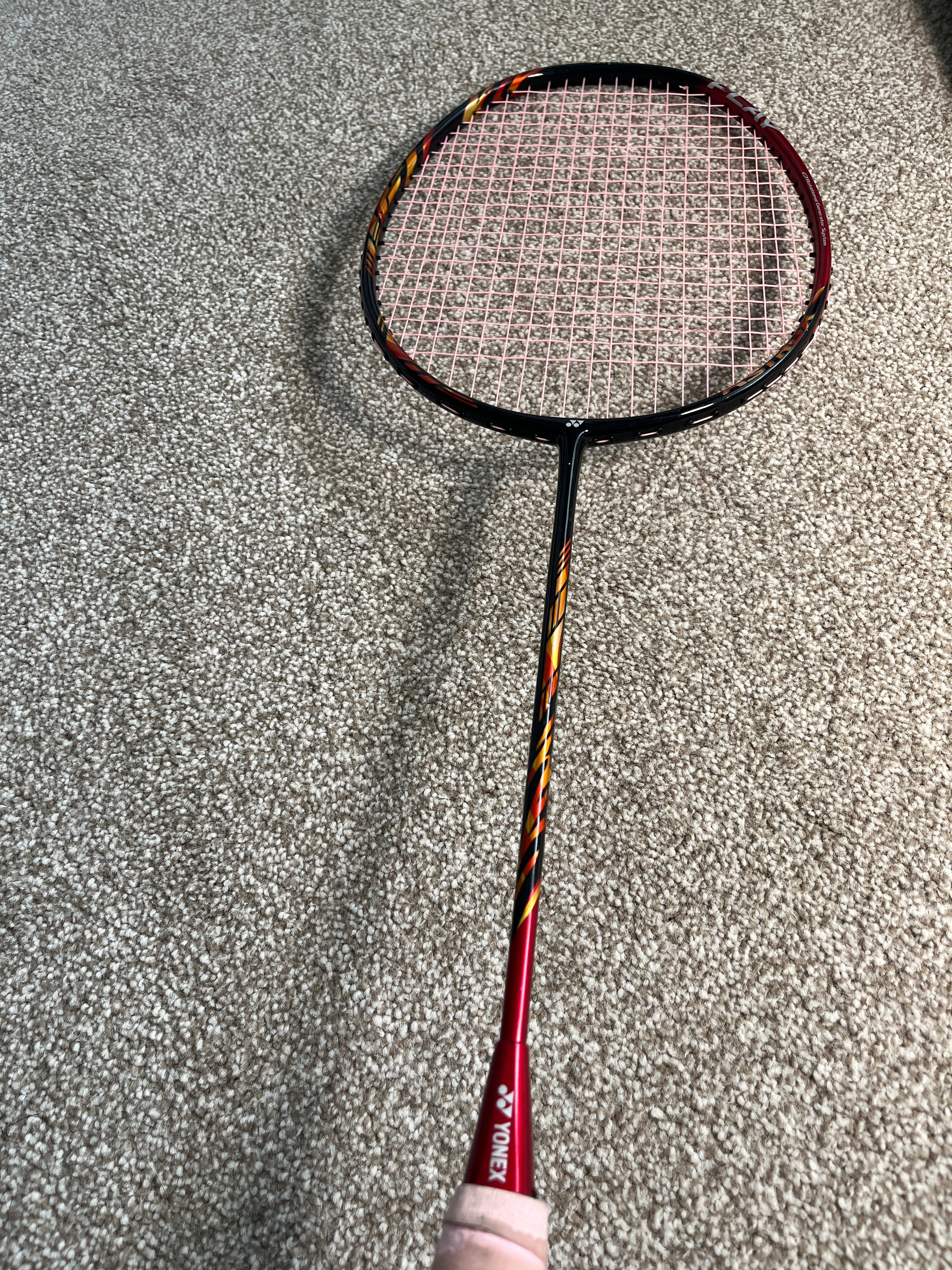 Yonex used Astrox 99 Play Red Sun badminton racket strung 4U 25lbs