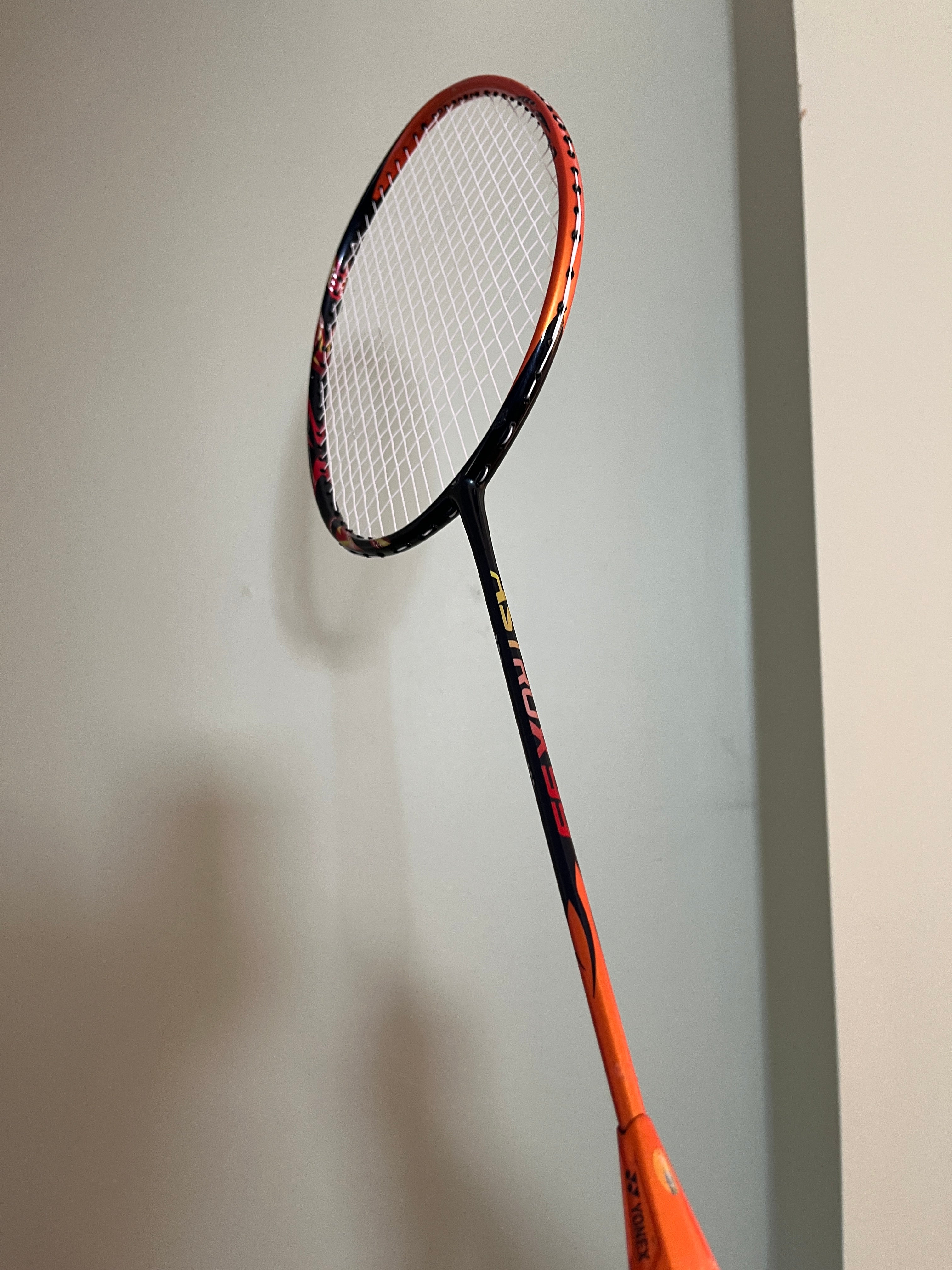 Yonex used Astrox 99 Sun badminton racket strung 4U 26lbs
