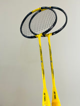 2 Yonex used Nanoflare 1000Z badminton rackets unit  strung 4U 26lbs